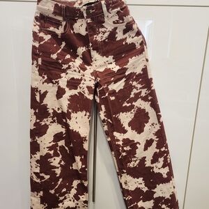 BDG Cream and Brown Patterned Jeans Wide Leg